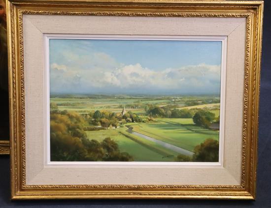 § Frank Wootton (1911-1978) Alfriston from the Downs 16 x 22in.